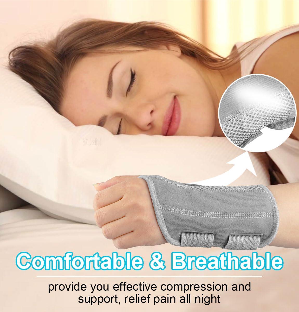 Kecartu Wrist Brace for Carpal Tunnel Pain Relief, Wrist Support Splint for Women Men,Sprain, Repetitive Strain, Adjustable Hand Brace for Sleeping Fits Right Left Hand for Arthritis (Grey, Left Hand, S/M)