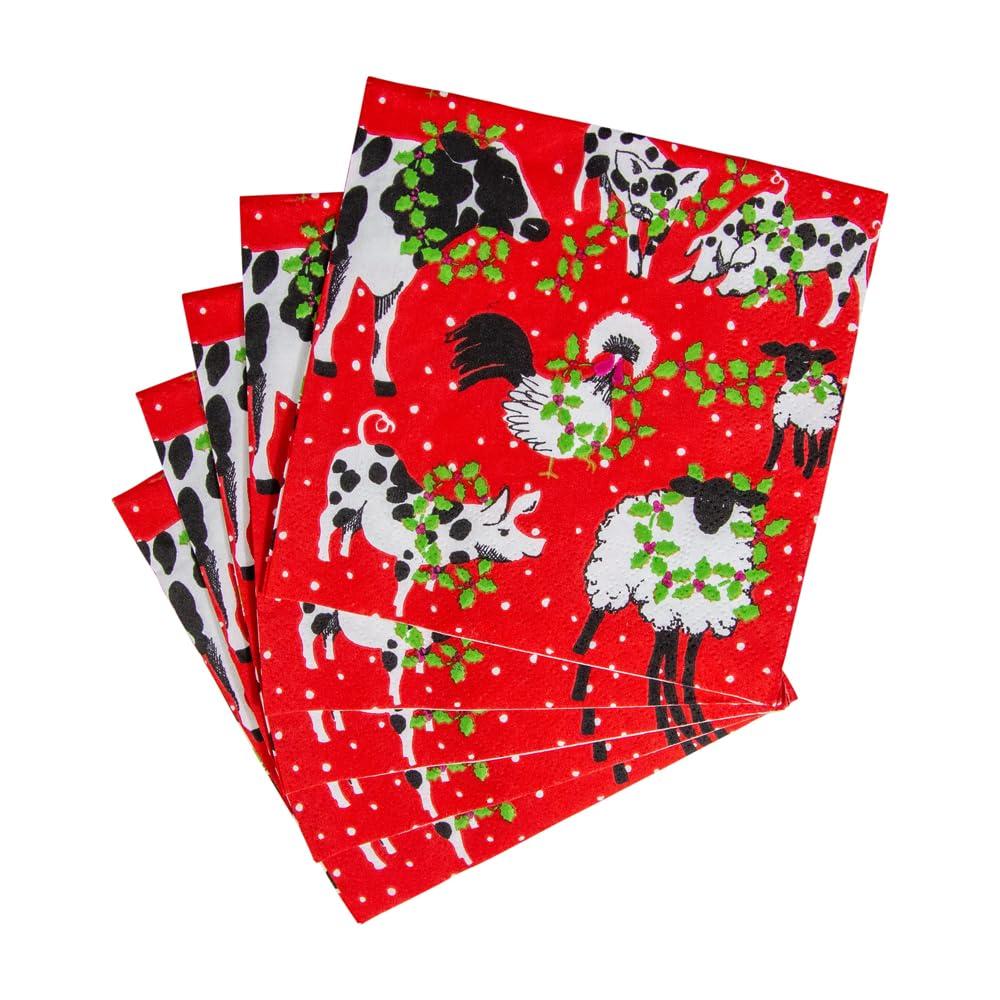 Caspari Caspari Christmas on the Farm Paper Cocktail Napkins - 20 Per Package