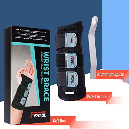 FEATOL FEATOL Wrist Brace for Carpal Tunnel, Adjustable Night Wrist Support Brace with Splints Right Hand, Small/Medium, Hand Support for Arthritis, Tendonitis, Sprain, Injuries, Wrist Pain