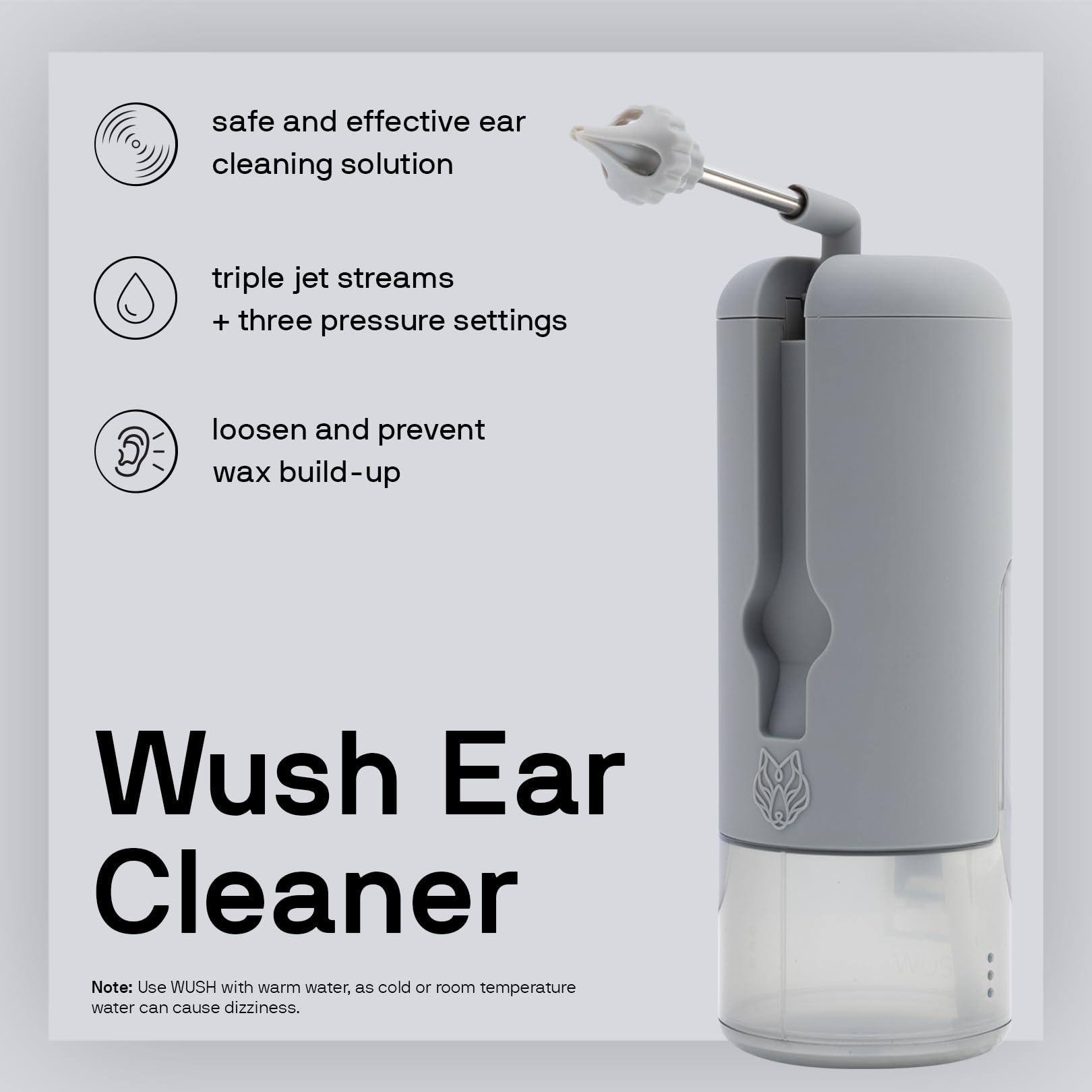 Black Wolf Wush Pro by Black Wolf - The Original Deluxe Water Powered Ear Cleaner with 6 Reusable Replacement Tips by Black Wolf - Safe & Effective for Ear Wax Buildup - Electric Ear Wax Removal Kit (Grey)