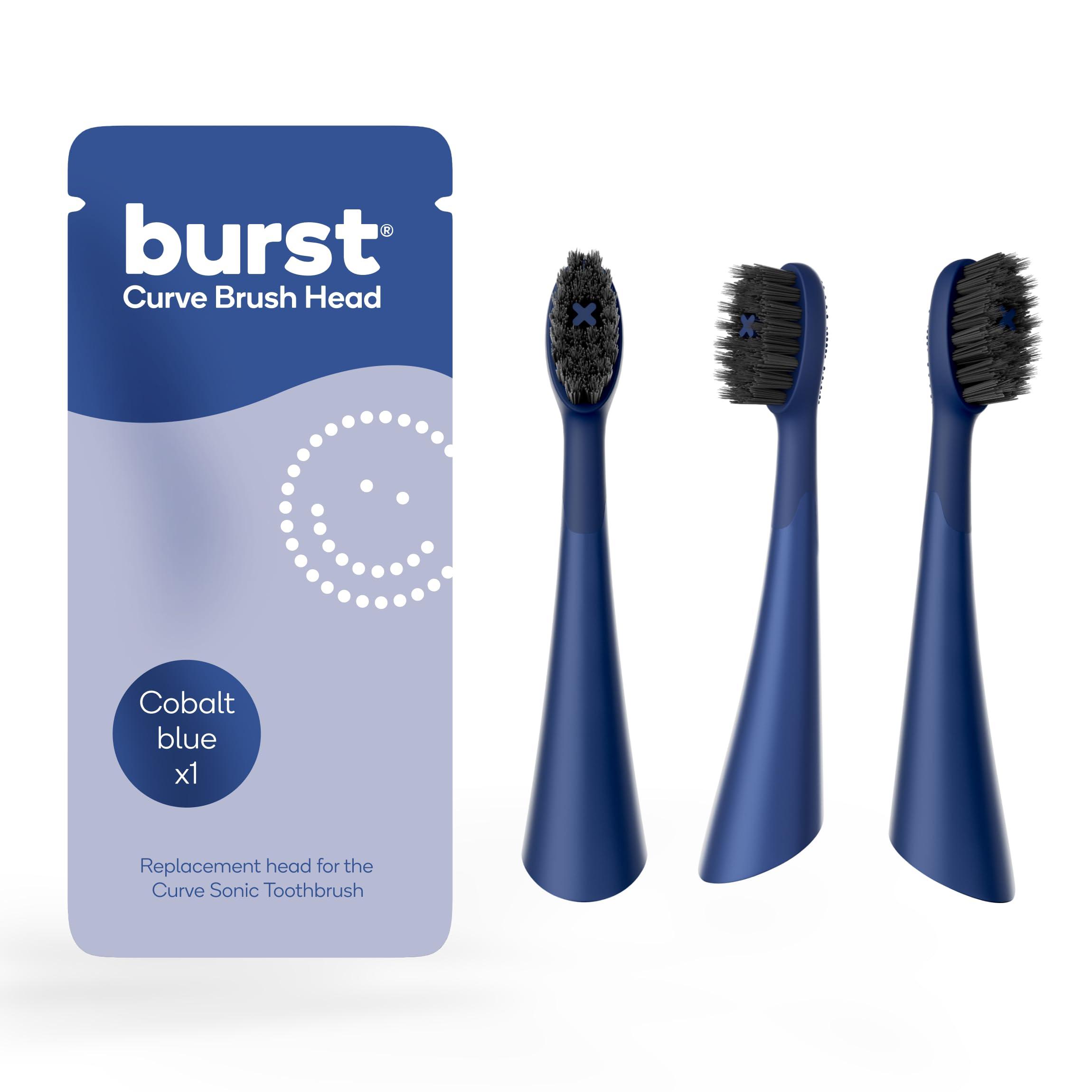 Burst BURST Pro Sonic Electric Toothbrush Genuine Replacement Heads (Cobalt Blue/3 Pack) | Soft Bristles for Deep Clean, Stain & Plaque Removal