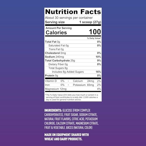 Fluid Fluid Performance - Low Sugar Endurance Fuel Sports Drink Mix with Electrolytes, All Natural Ingredients, Gluten-Free for Before or During Exercise (Blueberry Pomegranate, 30Serving)