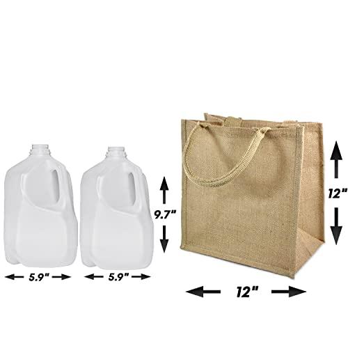 TBF 12-Pack Heavy Duty Sturdy Jute Burlap Tote Bags with Handles Reusable Grocery Shopping Bags Blank Fabric for DIY, Crafts (Medium: 12\" x 12\" x 7.75\")