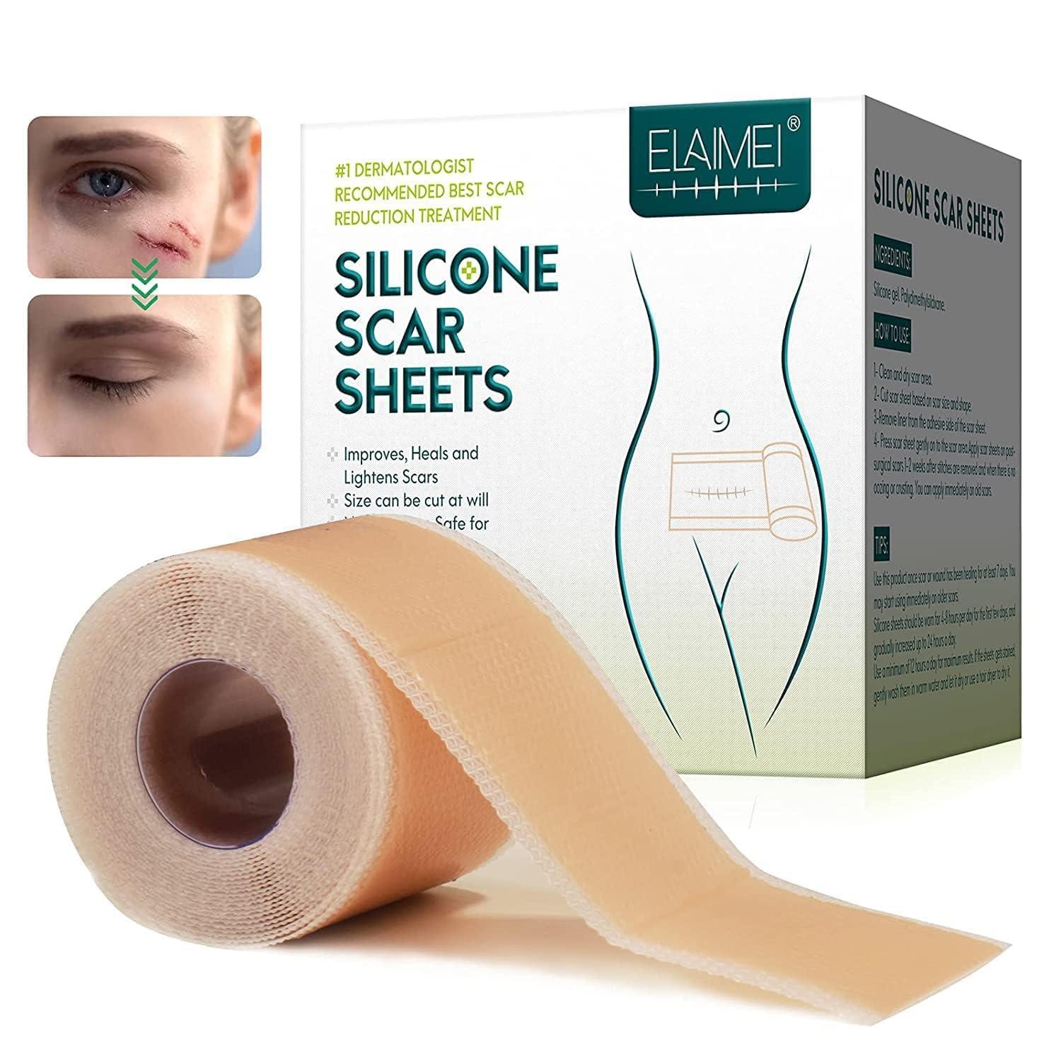 DHAMELIYA DD Silicone Scar Sheets, Silicon Gel Sheets for Scars Transparent Medical Silicone Gel Tape for Scar Removal, Silicone Scar Tape Roll for Hypertrophic Scars and Keloids Caused by Surgery