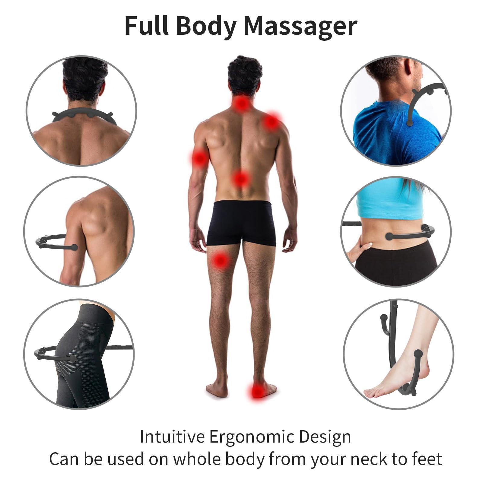 Cubetoou Cubetoou Back and Neck Massager for Pain Relief Deep Tissue, Upgraded Full Body Trigger Point Cane Massage Tools, Massage Stick Pressure Point Hook, Muscle Knot Remover Tool (Black)