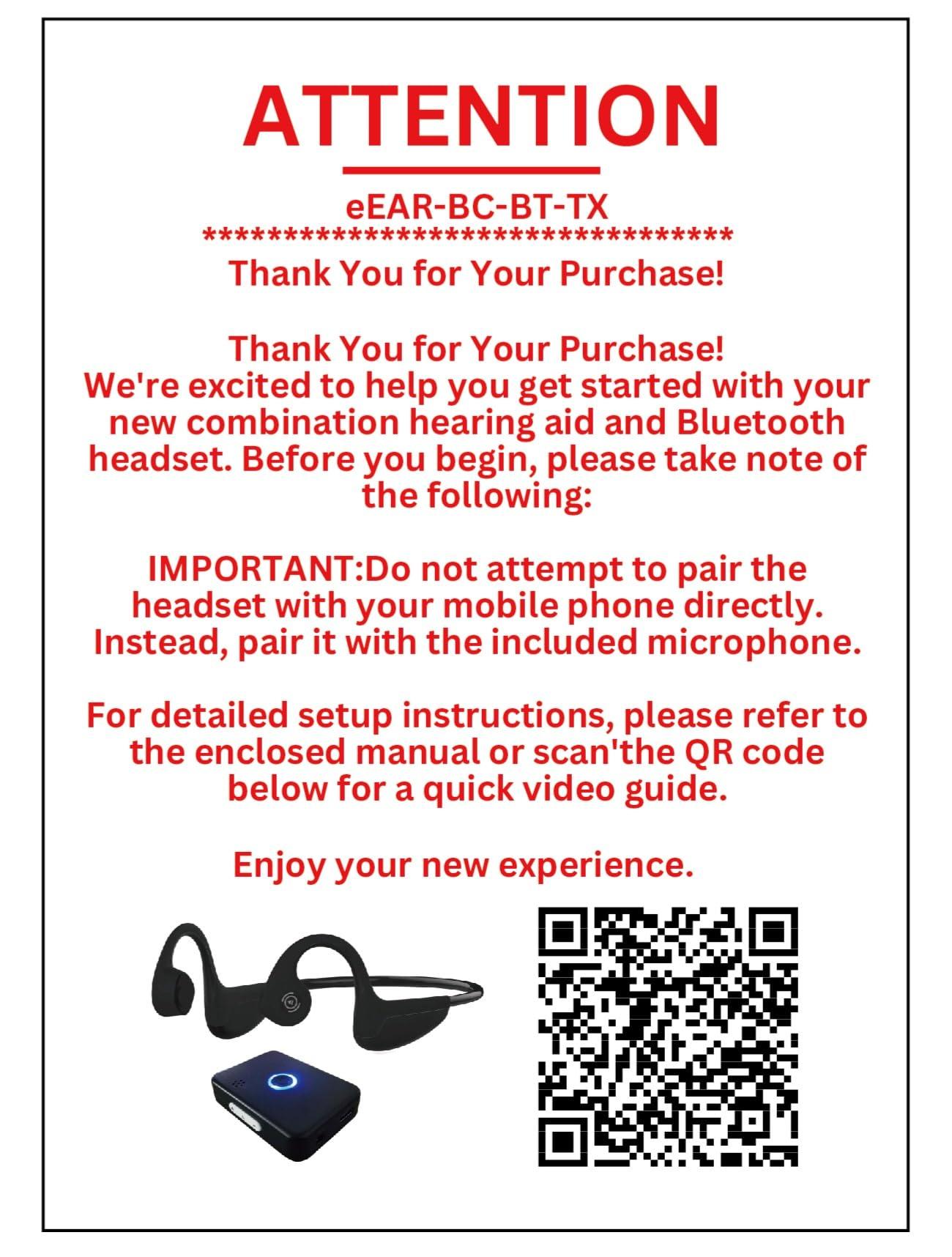 WLV-TECH eEAR-BC-Tx The FIRST Bone Conduction military grade, personal hearing amplifier with the latest Bluetooth (BT) 5.3 technology open ear headphones with Sound Transmitter