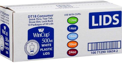 Wincup Wincup White Lids DT18 500ct use with cups 12oz, 14oz, 16oz, 20oz & 24oz