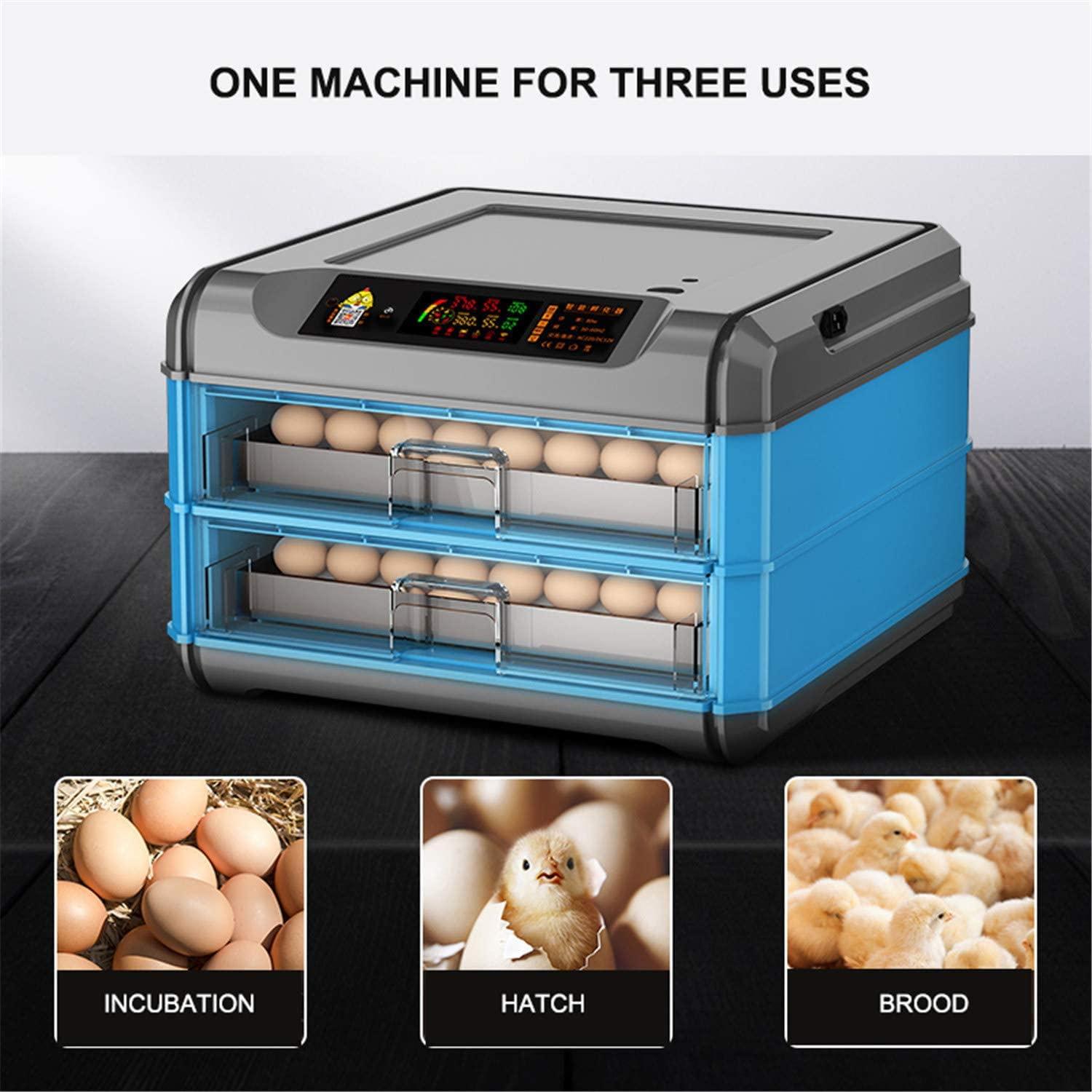 LINCYS 128/192/300egg Incubator, Digital Fully Automatic Brooding Machine Poultry Hatcher with Fully Automatic Egg Turning and Humidity Control Bird Hatcher,128Egg