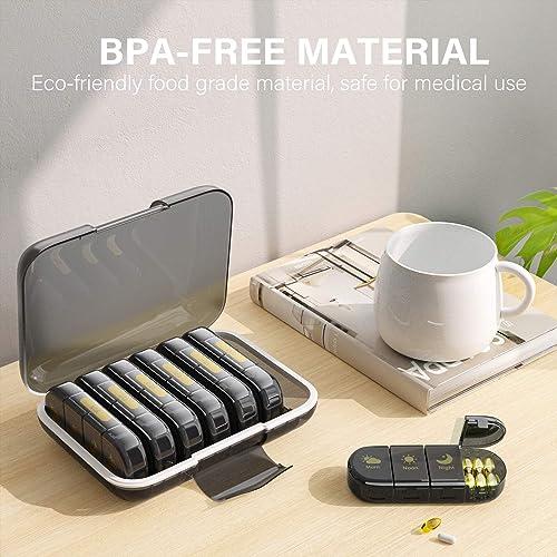 Codcaw Codcaw Weekly Pill Organizer 4 Times a Day, 7 Day Pill Box 4X, Portable for Travel Pill Case for Pills/Vitamin/Fish Oil/Medication/Supplements (4x7 Black)