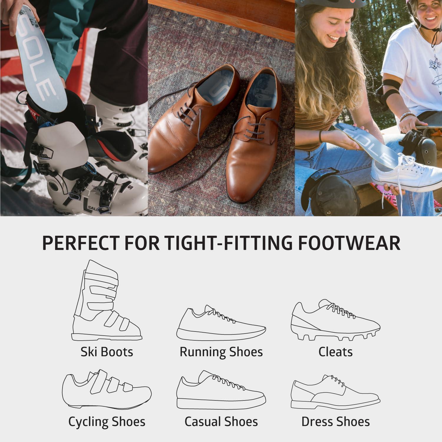 SOLE SOLE Performance Thin Plantar Fasciitis Insoles, Men & Women - Arch Support Inserts for Foot Health and Heel Pain Relief, Orthotic Shoe Inserts Men & Women