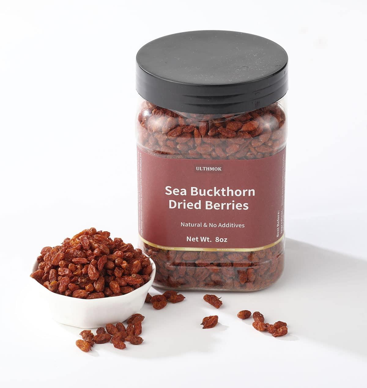 ULTHMOK Premium Dried Sea Buckthorn Berries 8 Oz/227g.Natural & No Additives Sea Buckthorn Tea,??,Hand Picked Whole Berry Fruit.