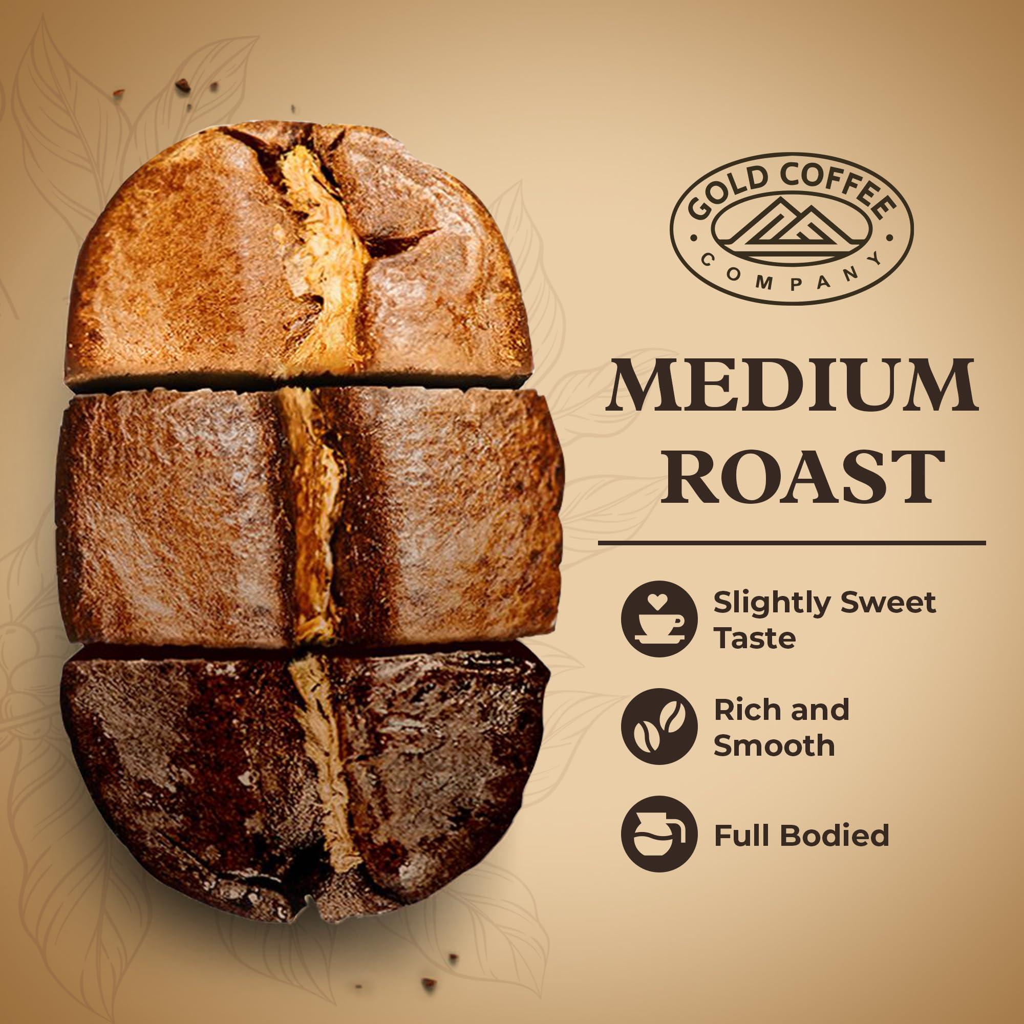 GOLD COFFEE COMPANY Gold Coffee Blue Mountain Blend 1 lb Medium Roast Whole Bean Coffee (Pack of 4)