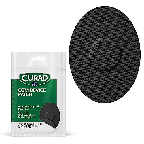 Curad Curad Black CGM Patches (25-Count) | 3.13\" x 4.13\" Continuous Glucose Monitor Patches | Versatile CGM Cover | Waterproof & Easy-Peel Continuous Blood Glucose Monitor Patch for Consistent Application