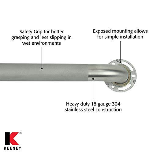 Plumb Pak Keeney PP19340SG Stainless Steel Grab Bar 1.25 In. Dia. x 12 In. Exposed Screw, Sure Grip