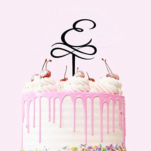 PENGEPENGE Letter D Shaped Cake Topper Acrylic Cake Topping Birthday Party Cake Decorations Double Sided Black 6inch