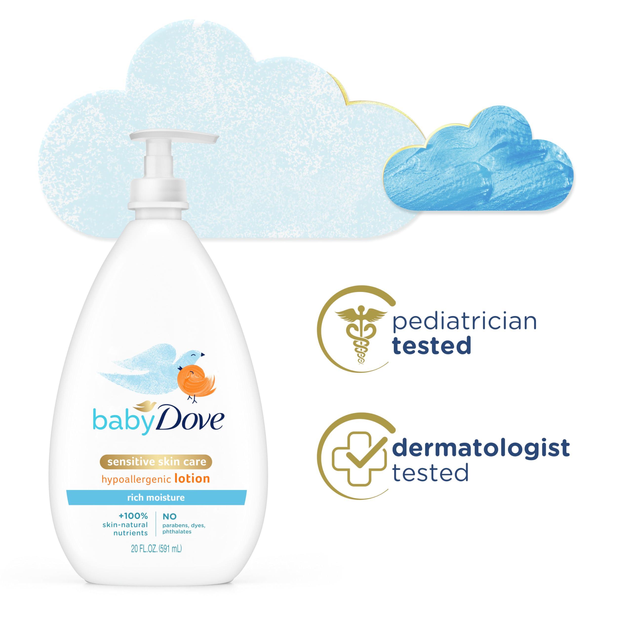 Baby Dove Baby Dove Sensitive Skin Care Baby Wash For Bath Time & Sensitive Skin Care Body Lotion For Delicate Baby Skin Rich Moisture With 24-Hour Moisturizer, 20 fl oz (Package May Vary)