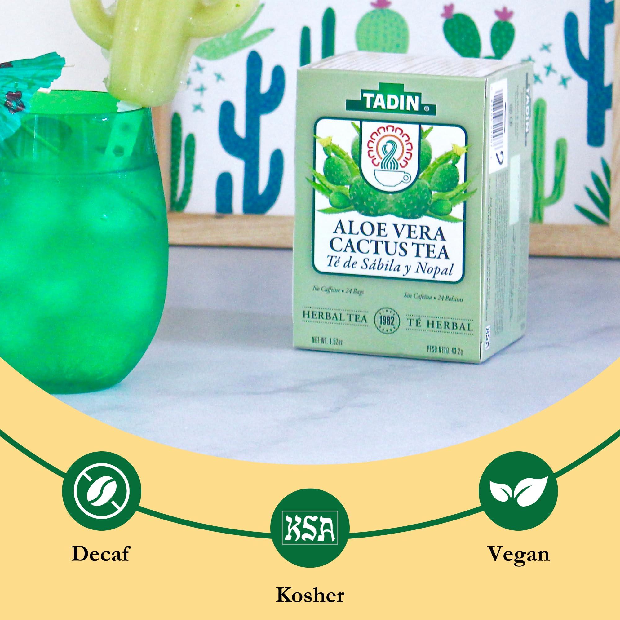 Tadin Herb and Tea Tadin Aloe Vera Cactus Tea, Herbal Tea, Caffeine Free Tea, Best as Hot Tea, Herbal Tea Bags, Decaffeinated Tea, 24 Tea Bags Per Box, Pack of 6