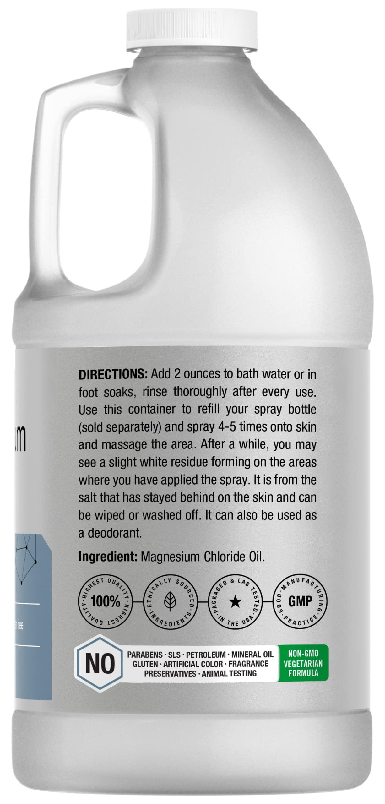 Horbäach Horbach Magnesium Oil | 64 fl. oz | Therapeutic Grade | Vegetarian, Non-GMO, Gluten Free, and Paraben Free Odorless Formula
