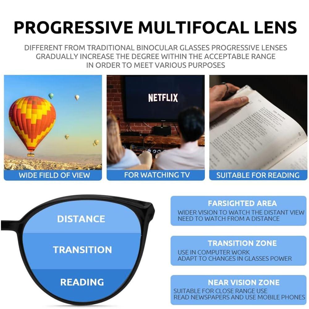Firmoo Firmoo Photochromic Progressive Multifocus Computer Reading Glasses 2.5, Tortoise Blue Light Blocking Eyeglass UV400 Sunglasses Readers