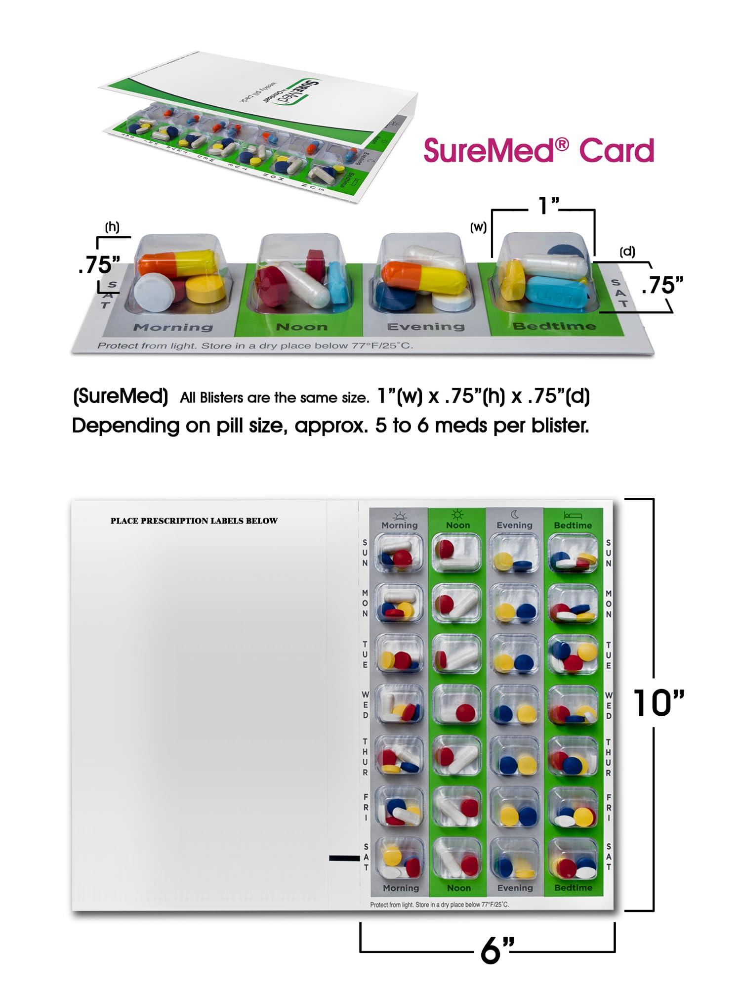 Omnicell SureMed 7-Day, 4-Pass (4-doses per Day) Disposable Multi-Med Blister Card with 100 Cards & 100 Blisters
