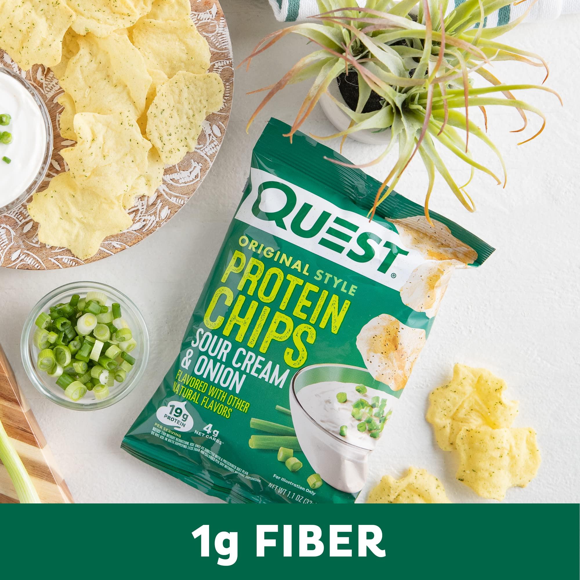 Quest Nutrition Quest Nutrition Sour Cream & Onion Protein Chips, 19g Protein, 4g Net Carbs, Low Carb, Gluten Free, 1.1 oz (Pack of 12)