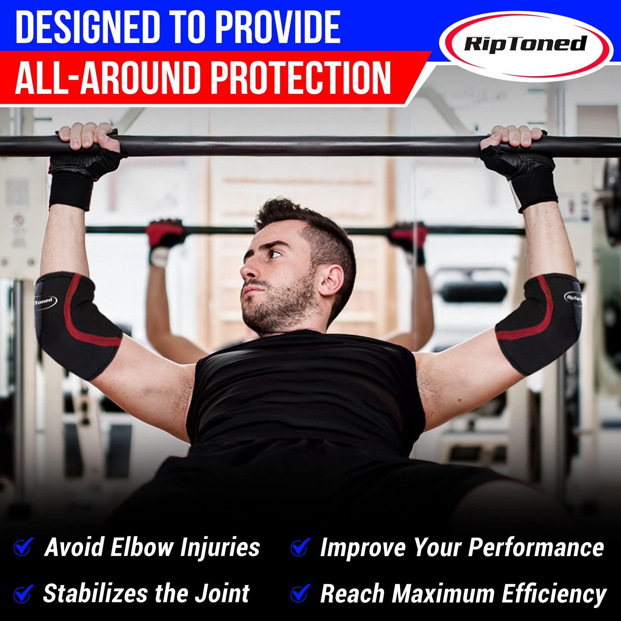 Rip Toned Rip Toned Elbow Sleeve Weightlifting - Elbow Wraps Compression Support & Pain Relief - Arm Sleeve for Men & Women- Durable Gym Elbow Brace for Strong Weight Training & Recovery - See Sizing Guide