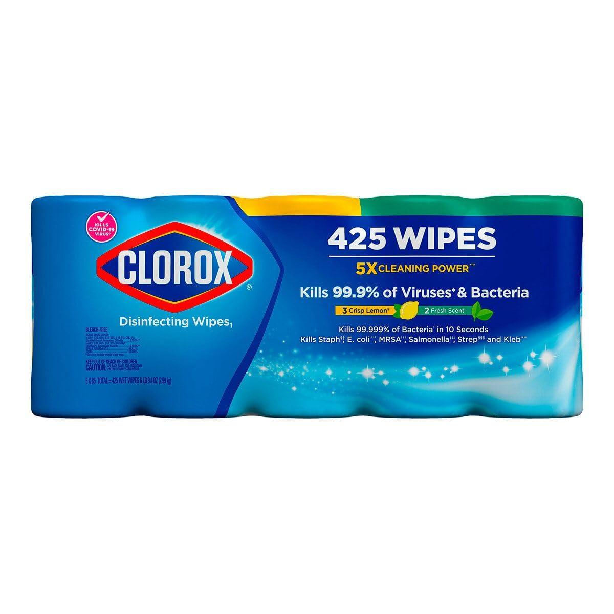Clorox Clorox Disinfecting Wipes Variety Pack - 5X Cleaning Power, Kills 99.9% of Bacteria - 5 Pack, 425 Count Total