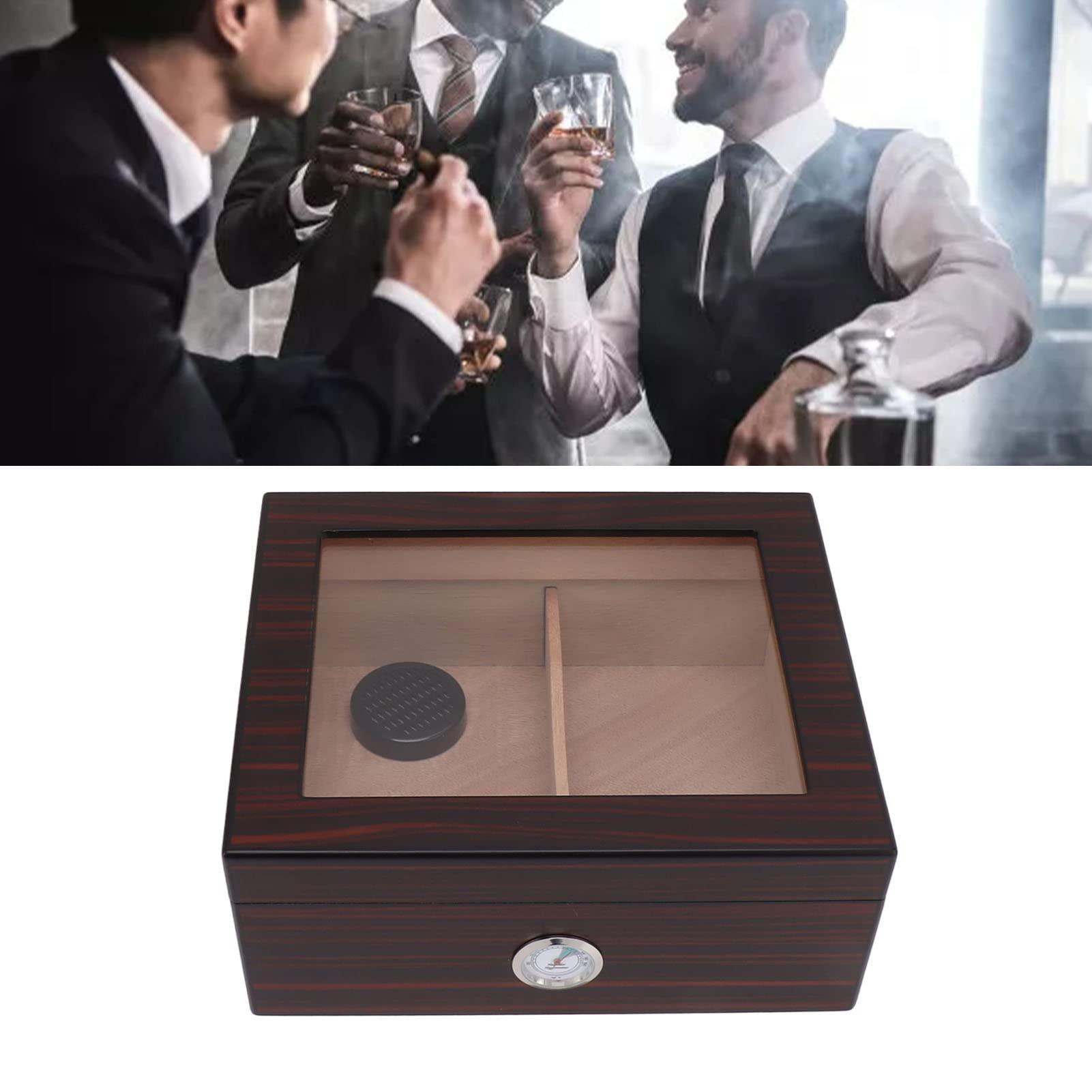 Xcello Xcello Wood Cigar Humidor with Clear Top Desktop Cigar Box for 50 Cigars, Hygrometer Included