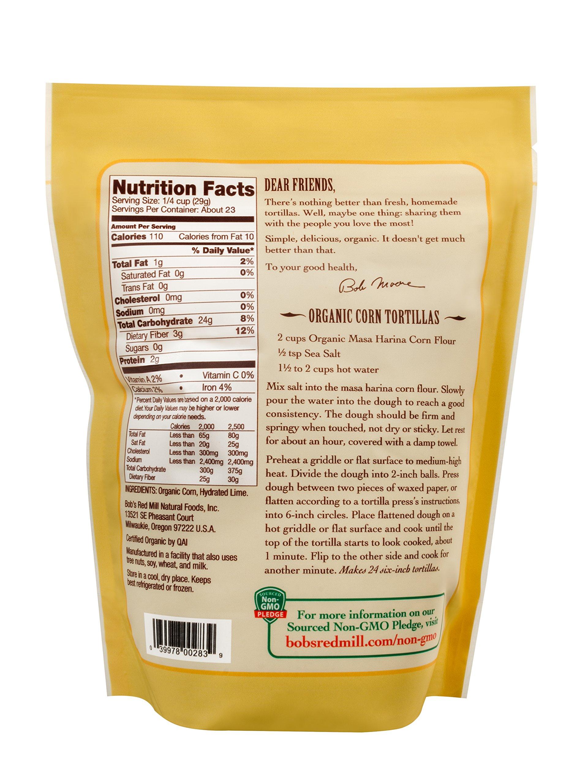Bob's Red Mill Bob\'s Red Mill Organic Masa Harina Flour, 24 oz (Pack of 1) - Organic, Non GMO, Vegan, Kosher