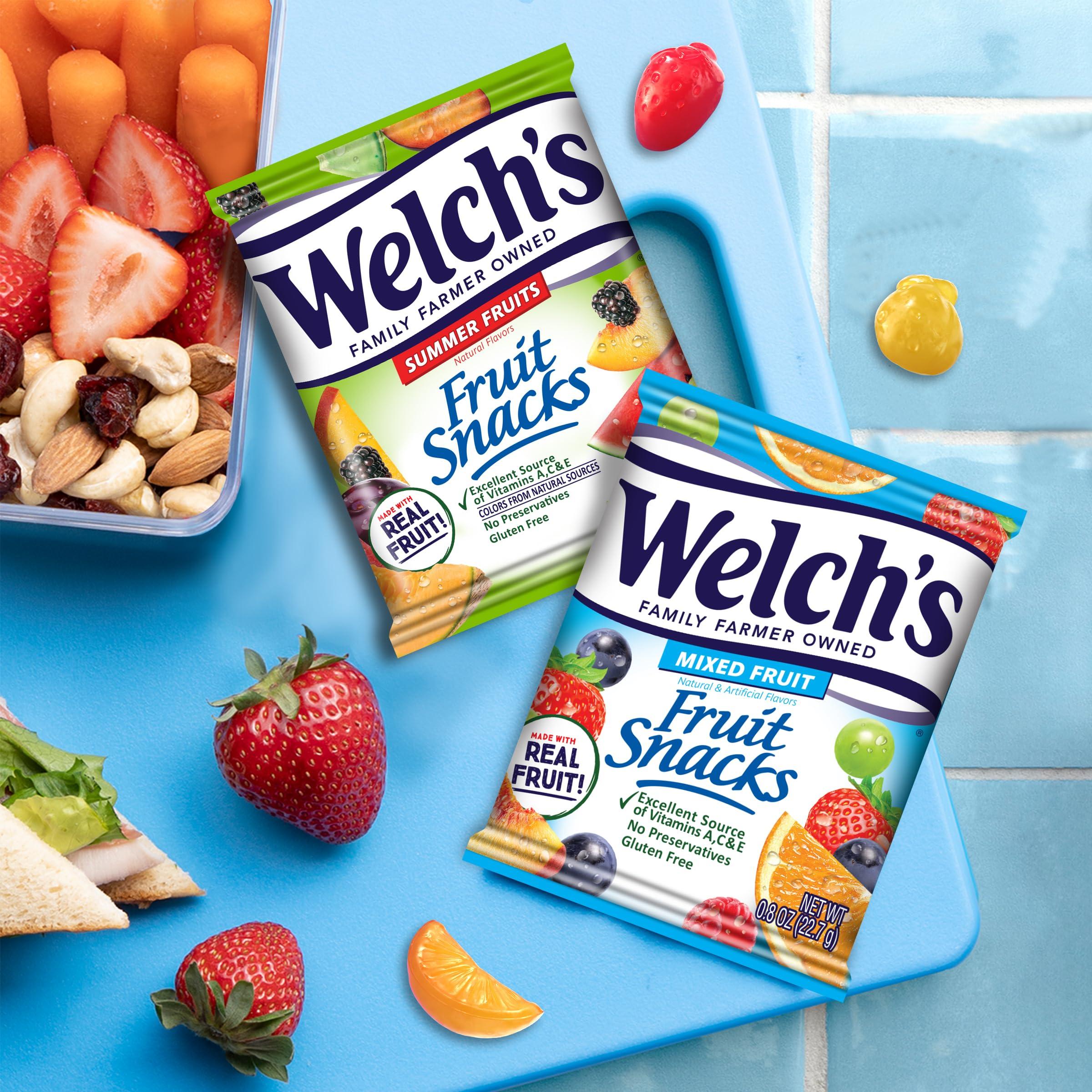 Welch’s Fruit Snacks Welch\'s Fruit Snacks, Mixed Fruit & Summer Fruits Variety Pack, Perfect for Valentine\'s Day, Bulk Pack, Gluten Free, Individual Single Serve Bags, 0.8 oz (Pack of 60)