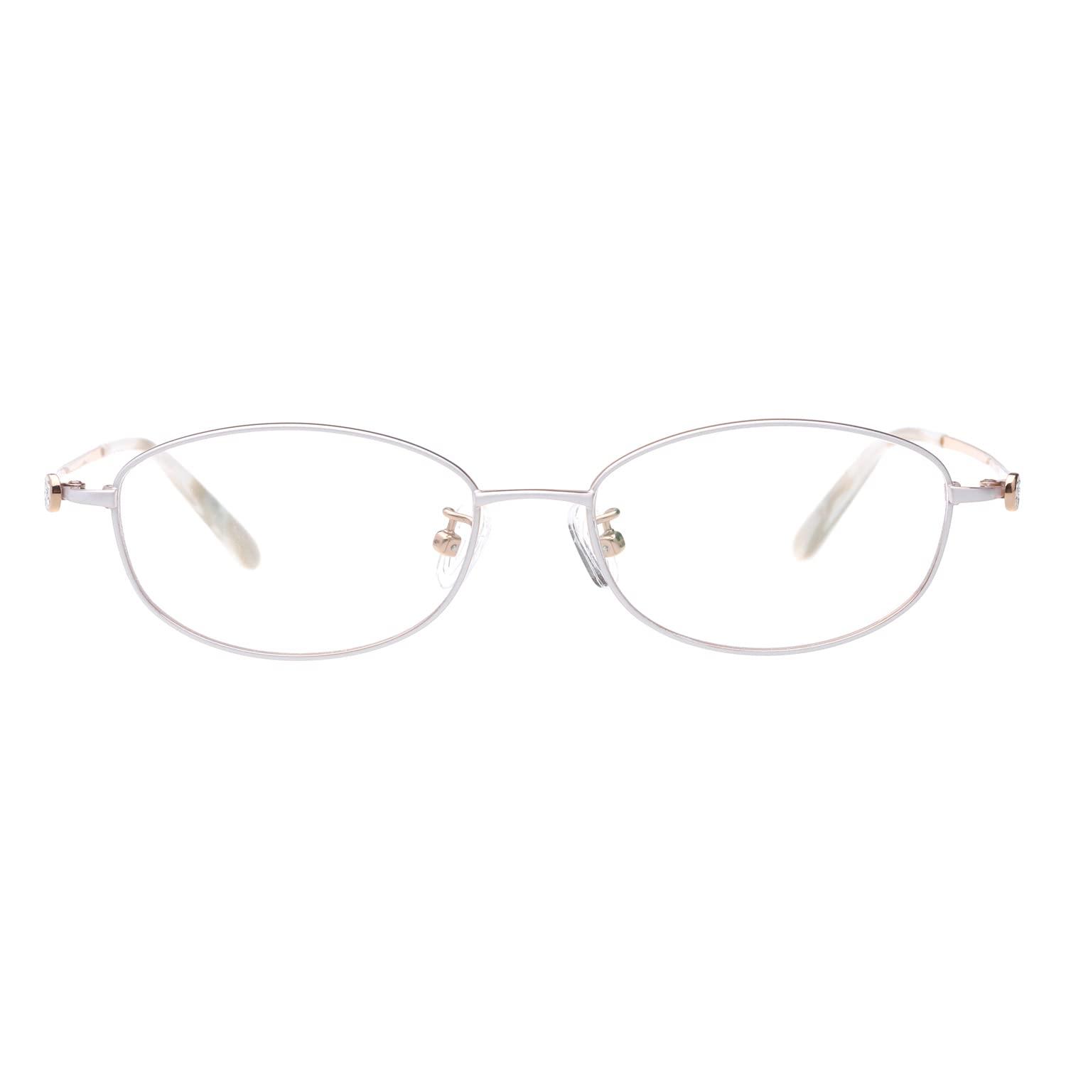 HELES HELES Full Rim Pure Titanium Oval Reading Glasses for Women Anti-Reflective UV400 Coating Single Vision Spectacles Reader-Gold & White||+5.00 Strength