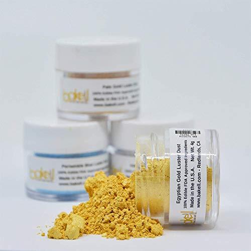 Bakell Egyptian Gold BAKELL Edible Luster Dust & Paint | LUSTER DUST | KOSHER Certified | Halal Certified Paint, Powder & Dust | 100% Edible & Food Grade| Cakes, Vegan Paint & Dust (50g, Egyptian Gold)