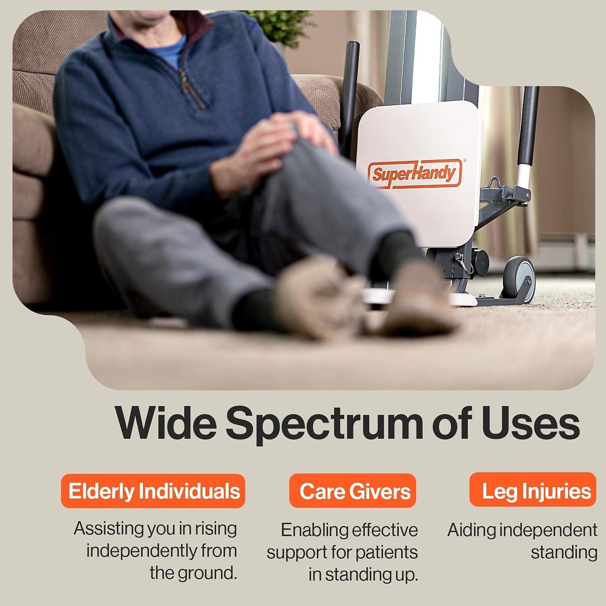 SuperHandy SuperHandy GoRise FS Electric Floor to Stand Lift for Seniors and People with Disabilities - 500 Lbs Capacity, Standing Assistance, Portable, Adjustable, Ergonomic, Easy Storage [Patent Pending]