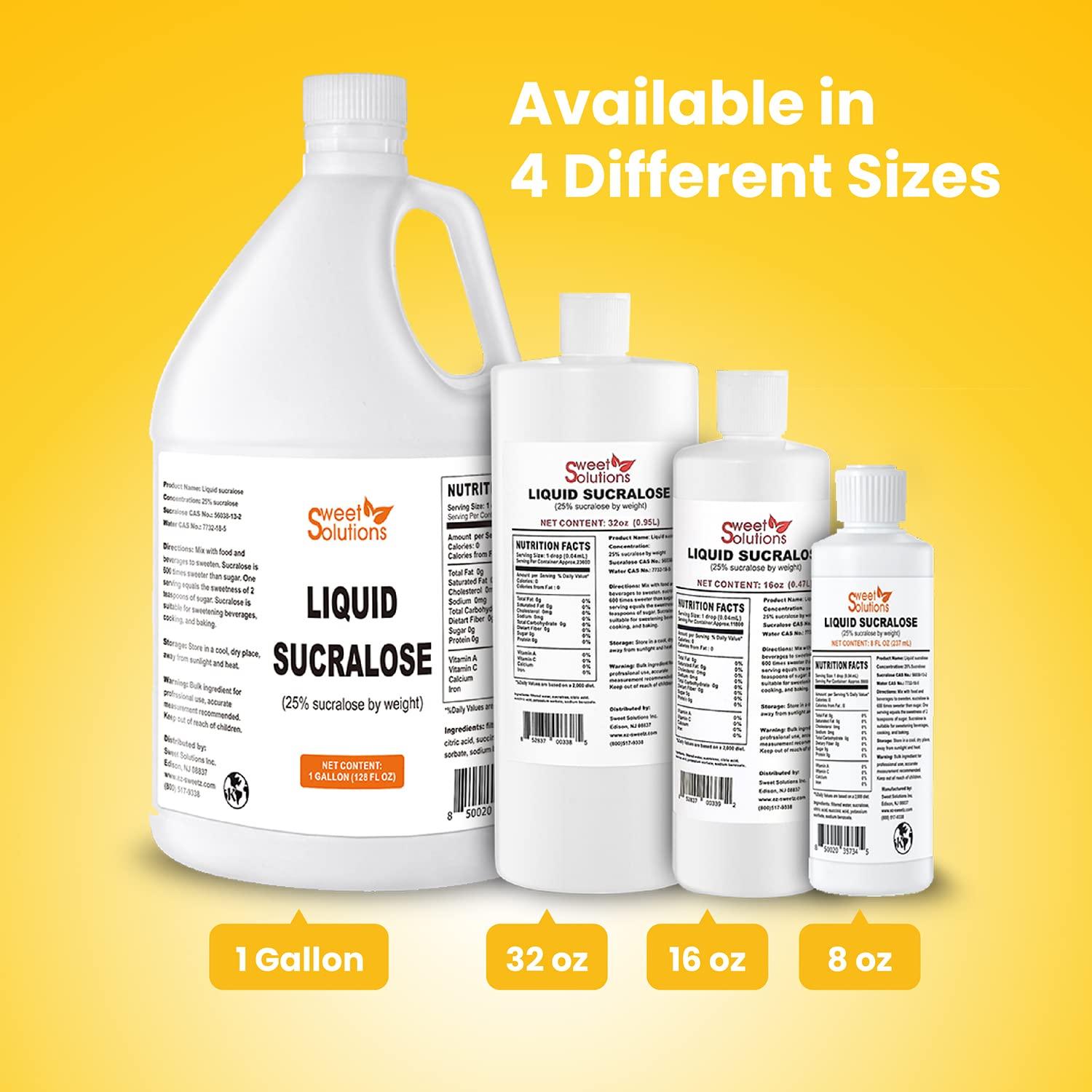 EZ-Sweetz Concentrated Liquid Sucralose Sweetener, 25% Concentrated Sugar Alternative, 8 oz. Bulk for Drinks, Food, and Pastries, Zero Calories and No Carbs (1- Pack)