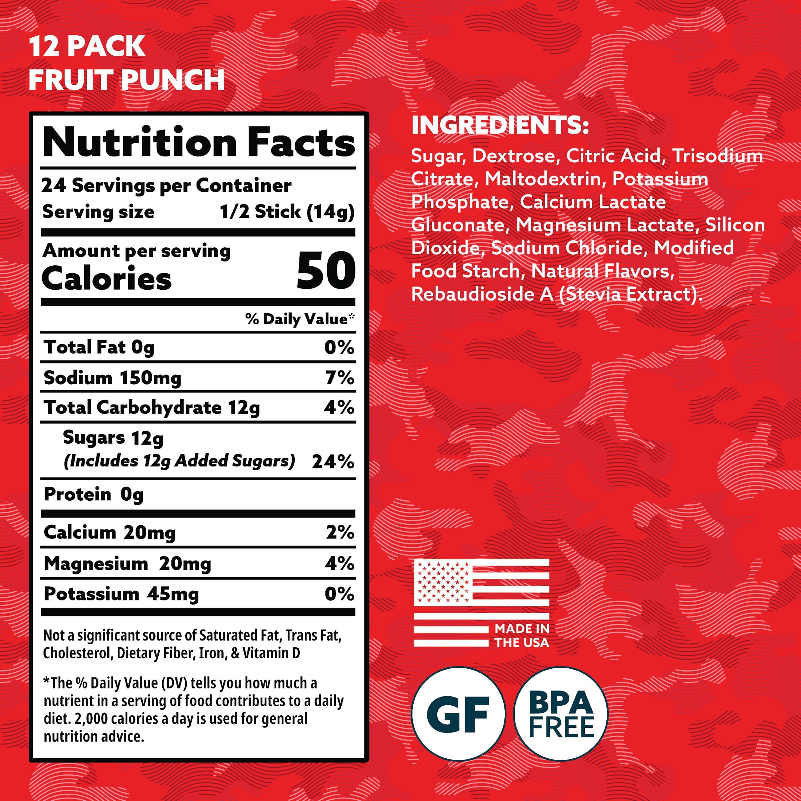 HOIST HOIST Premium Military Hydration Powder - Electrolyte Drink Mix - Powder Stick Pack, Fruit Punch (12 Sticks Per Pack)