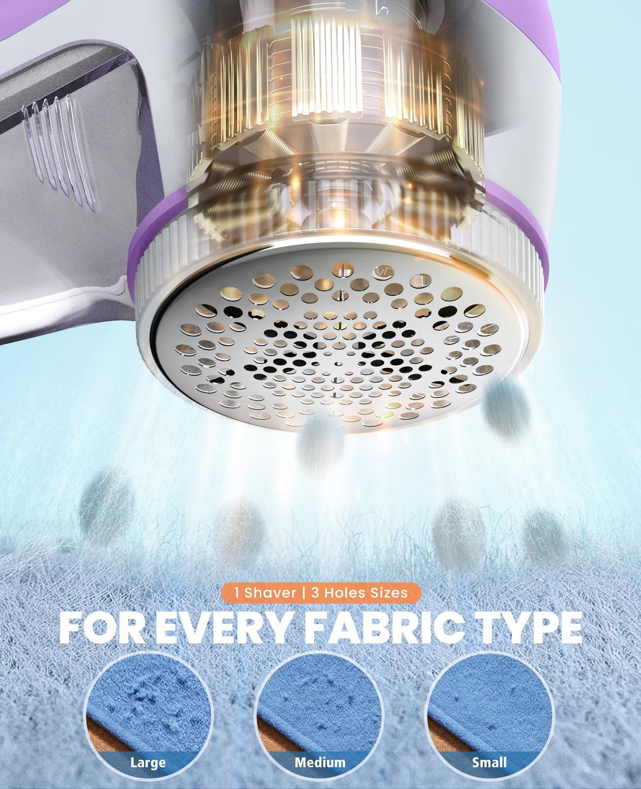 POPCHOSE POPCHOSE Fabric Shaver, Lint Remover for Clothes, Electric Lint Shaver with 6-leaf Blades, Sweater Shavers to Remove Pilling for Clothing, Couch, Furniture, Fuzz, Lint Ball, Bobbles, Violet Purple