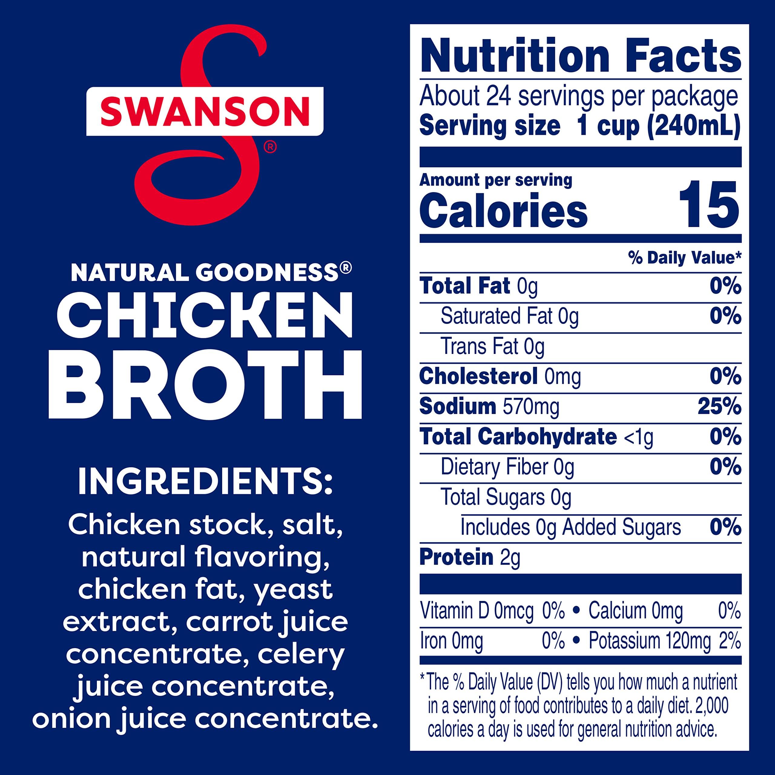 Swanson Swanson Natural Goodness Lower Sodium Chicken Broth, 32 oz Carton (6 Pack)