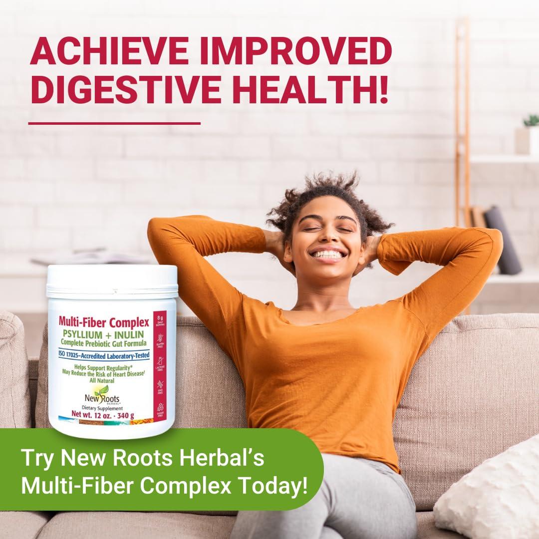 NEW ROOTS HERBAL New Roots | Prebiotic Fiber Powder with Psyllium Husk and Inulin (from Chicory Root)| Multi-Fiber Prebiotic Supplement Supports Gut and Digestive Health, Unflavored 12 oz (340 g)