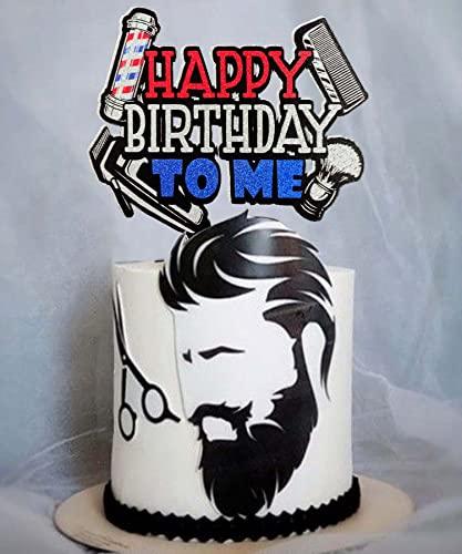Festus Glitter Hairdresser Happy Birthday Cake Topper, Glitter Barber Birthday Decoration, Hairstylist Bday Cake Pick, Cosmetologist Birthday Party Supplies