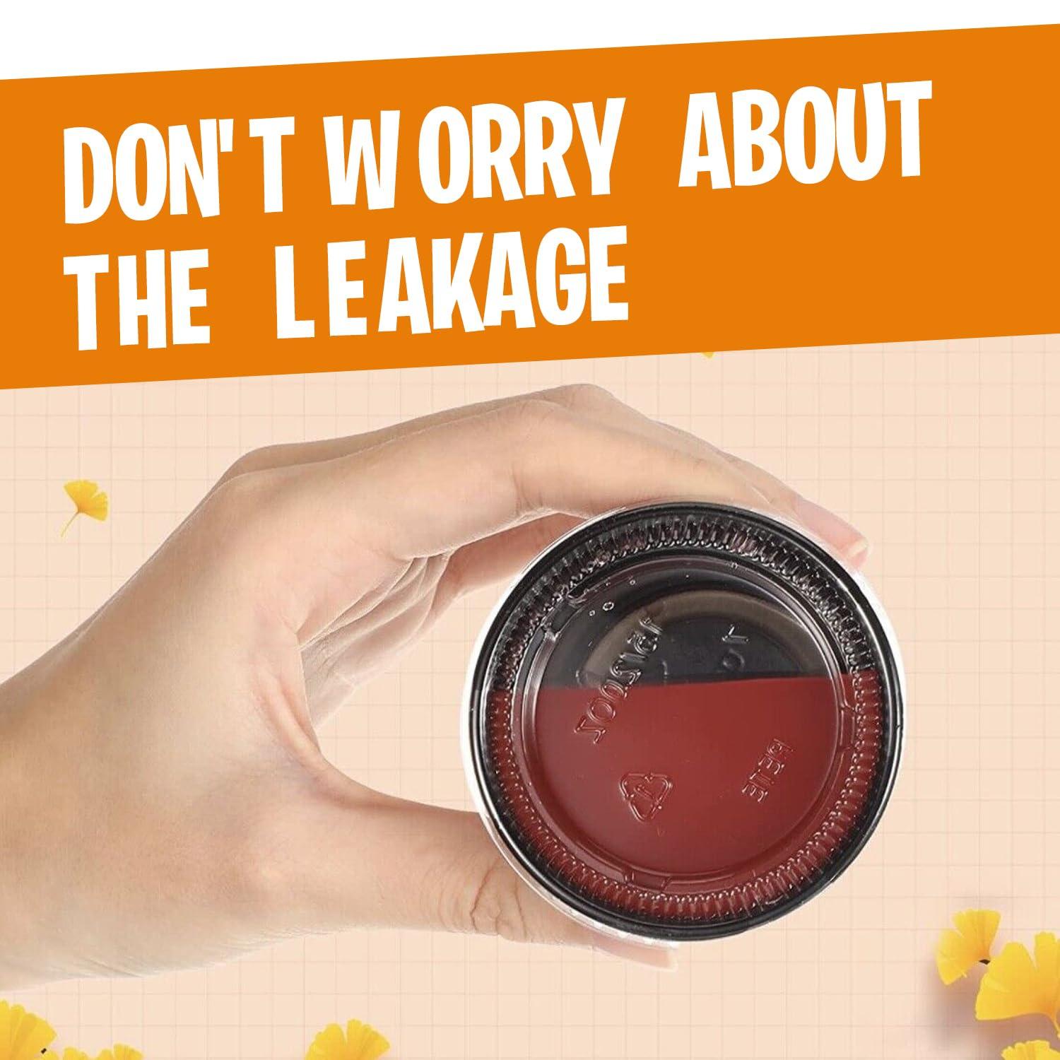 Fonteme Fonteme Black Plastic Portion Cups With Lids - (50 Sets - 2 Oz) | BPA-Free Disposable Plastic Condiment Containers | Dressing Containers for Meal Prep, Portion Control, Salad Dressing & Jello Shots