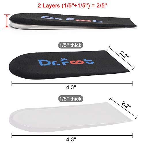 Dr.Foot Dr.Foot Adjustable Orthopedic Heel Lift Inserts, Height Increase Insole for Leg Length Discrepancies, Heel Spurs, Heel Pain, Sports Injuries, and Achilles tendonitis (Black, 2 Layers)