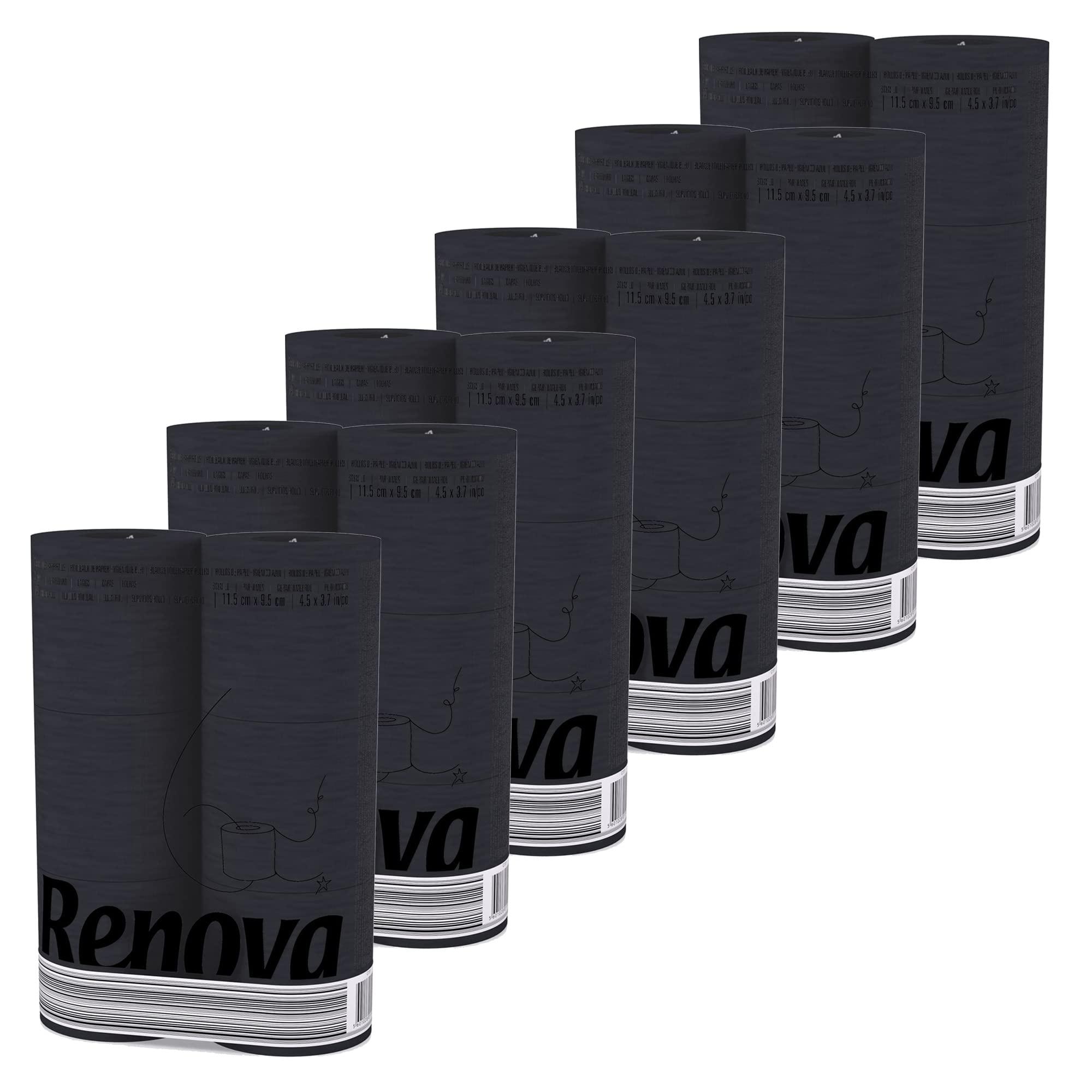Renova Renova 3 Ply Soft Black Toilet Loo Tissue Paper Lightly Scented 6 roll pack x 6