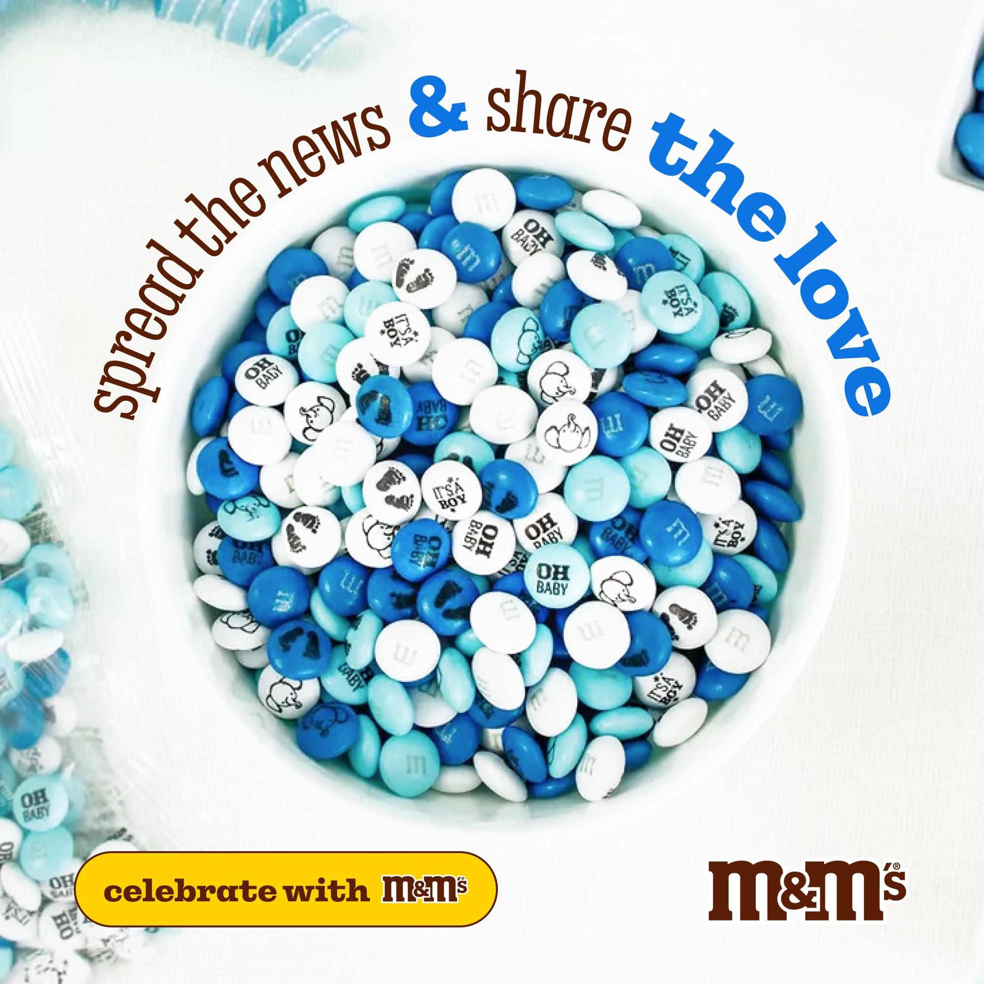 MY M&M\'S M&MS It\'s A Boy Milk Chocolate Candy - 2lbs of White & Blue Candy For Boy Baby Shower Decorations, Baby Showers, Gender Reveals, and More