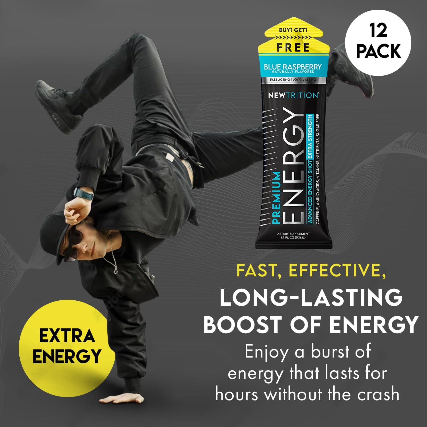 Newtrition NewTrition Extra Strength Energy Shots, Caffeine Energy Shots with Vitamin B & Amino Acids, Sugar-Free Vitamin Energy Shot, 1.7 fl oz, Mixed Flavors, 12 Count