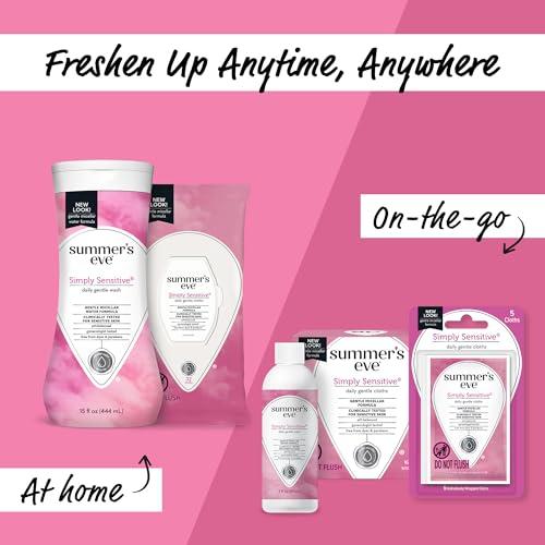 Summer's Eve Summer\'s Eve Simply Sensitive Daily Gentle All Over Feminine Body Wash, Removes Odor, Feminine Wash pH Balanced, Travel Size 3 fl oz, 24 Pack