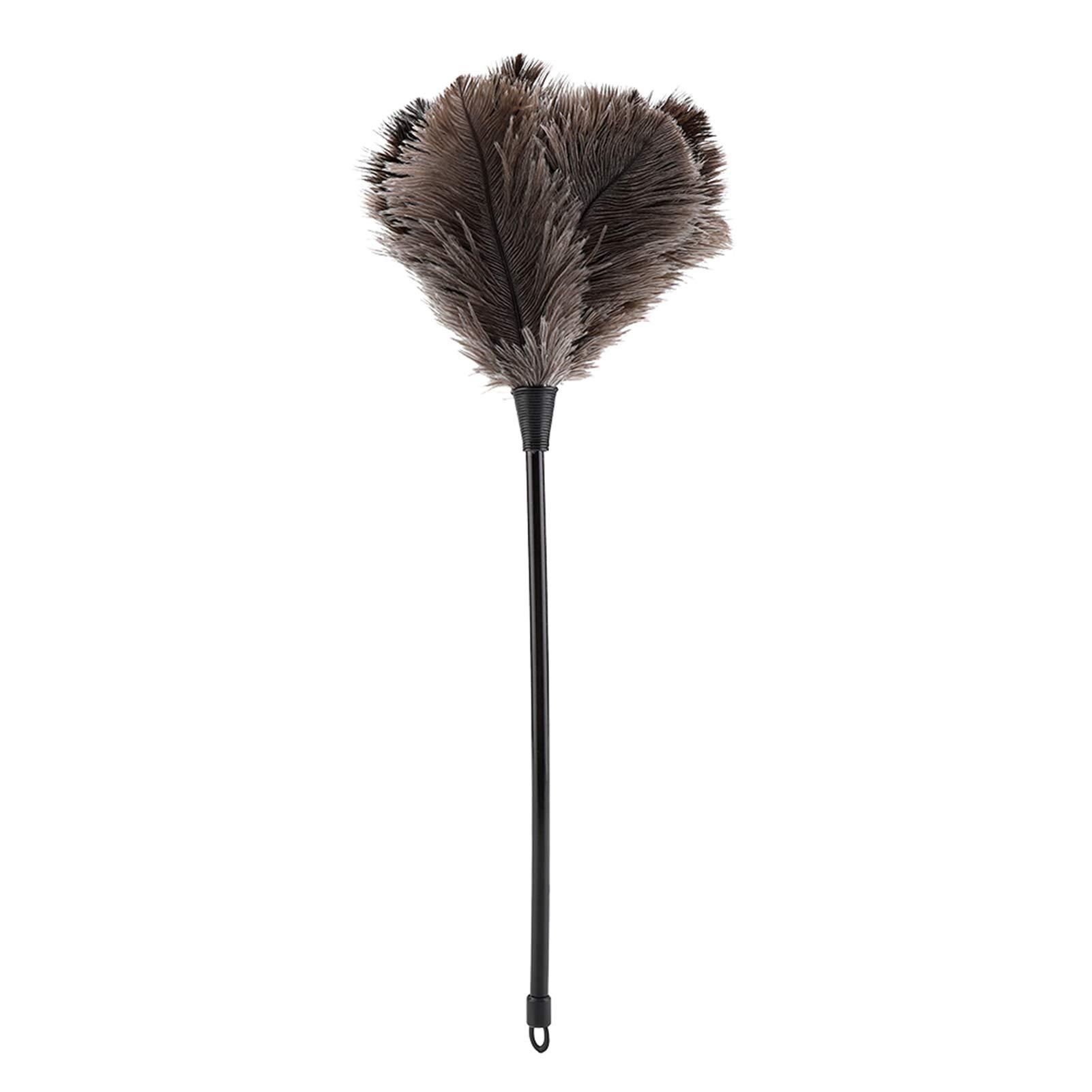QiaNgshuAikj 34cm Premium Quality Genuine Ostrich Feather Duster – Attracts Dust Particles - Thick Soft Feathers - Durable Ergonomic Wooden Handle – Easy Efficient Dusting