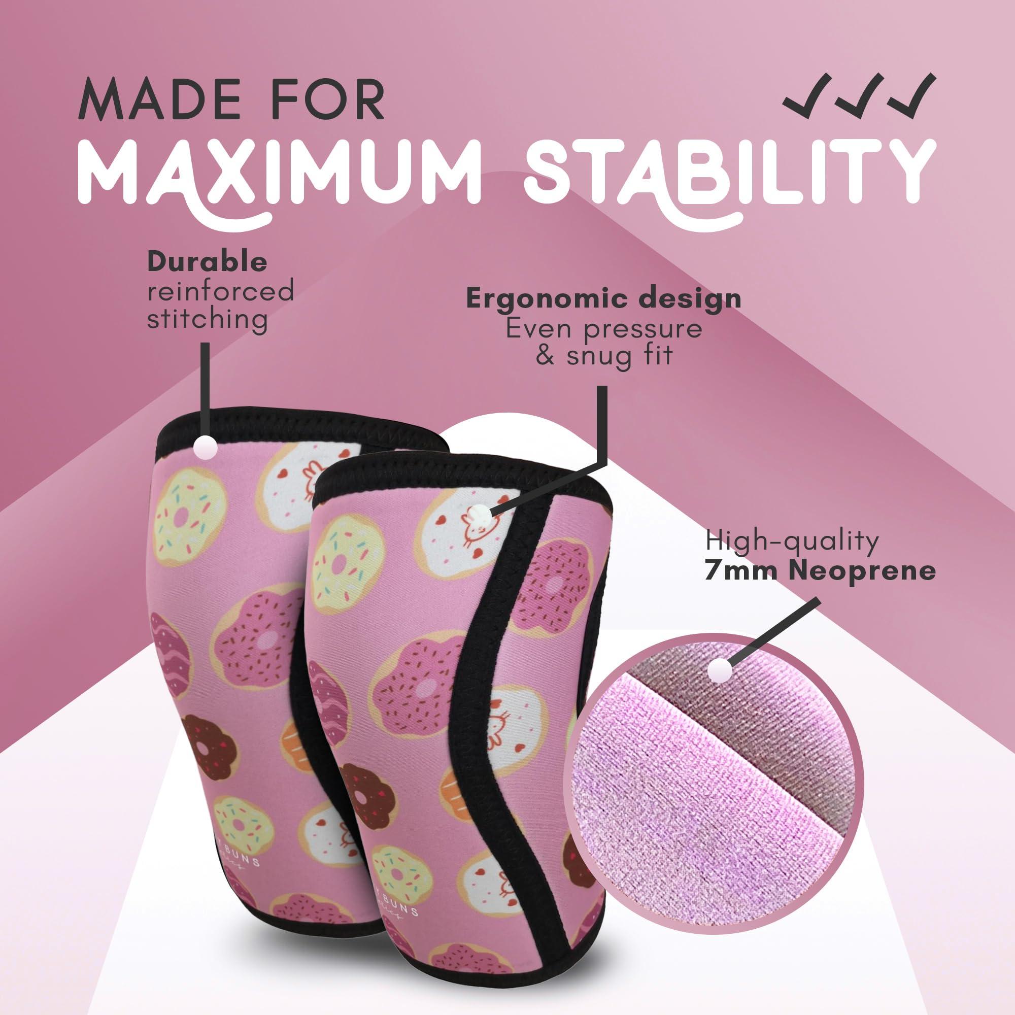 Mighty Buns Mighty Buns 7mm Neoprene Knee Sleeves Pink Donut V2 XXX-L (1 Pair) - Cute High Performance Knee Sleeves, Knee Compression & Support for Weightlifting, Powerlifting, Squatting for Women and Men