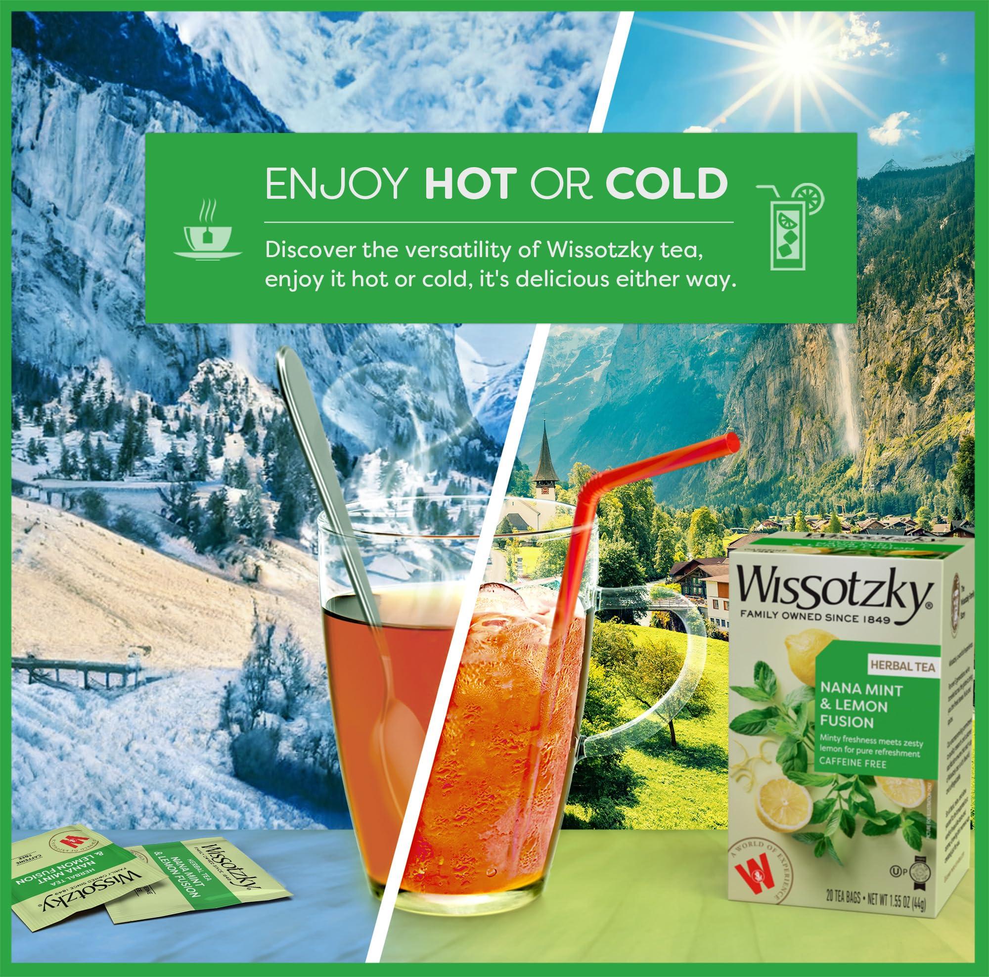Wissotzky Tea Wissotzky Nana Mint & Lemon Fusion Tea, 20 Tea Bags | Invigorating Blend | Caffeine Free Tea | Digestive Support