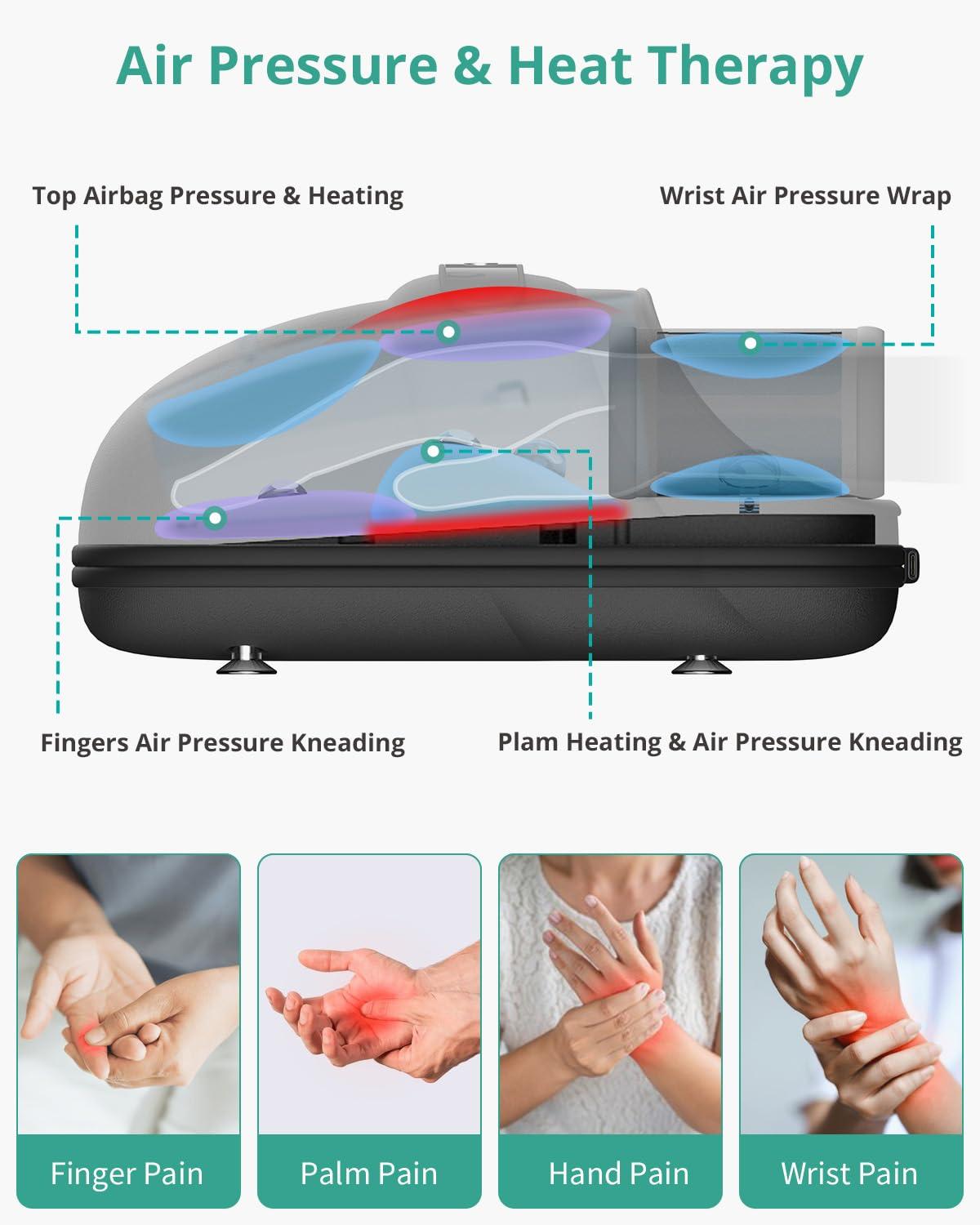 Medcursor Medcursor Hand Massager, FSA or HSA Eligible, Hand Massager with Heat and Compression for Carpal Tunnel and Stiff Joints, Pain Relief from Wrist to Palm and Finger, Gifts for Women Men (Cordless)