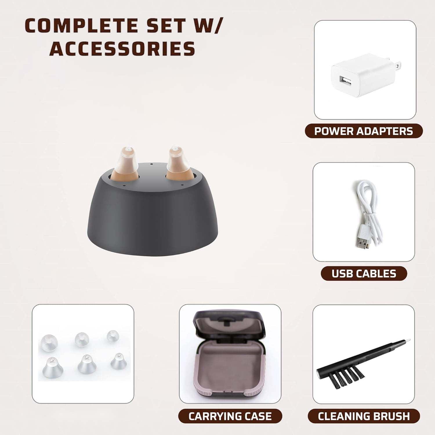 MEDca Rechargeable Hearing Amplifier to Aid and Assist Hearing, Completely-in-Canal (CIC) Nearly Invisible Mini Personal Sound Device w/Noise Cancellation & Feedback Reduction for Adults Seniors & Elderly